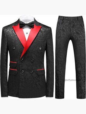 Men's Slim Fit 3-Piece Suit Set Double Breasted Blazer Vest Pants Formal